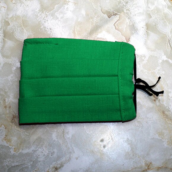 HAND CRAFTED Face Mask Green Cotton Adult Cloth Fabric Solid - Pocket Style - Picture 2 of 14